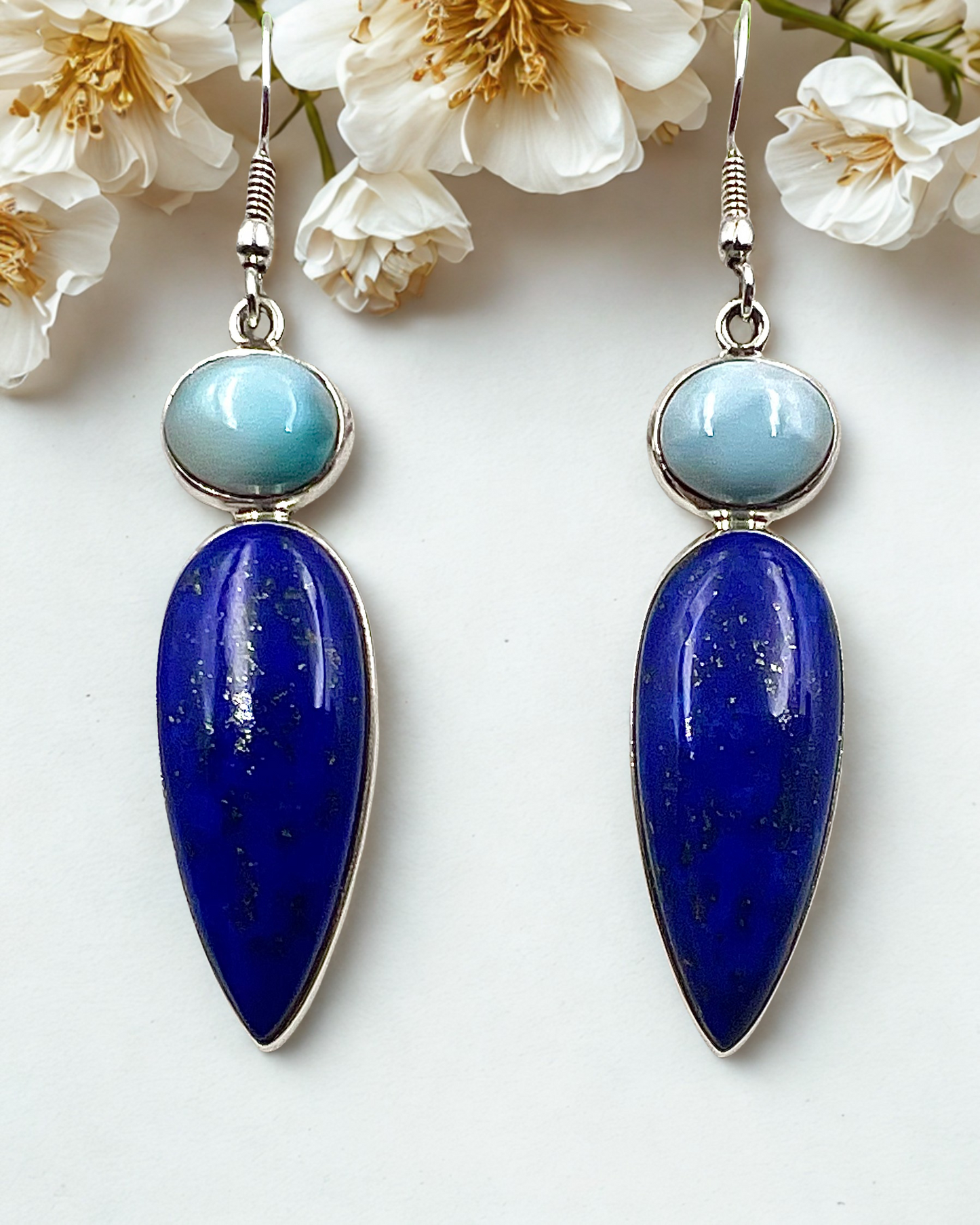 Kombi-Ohrringe aus Larimar und Lapis