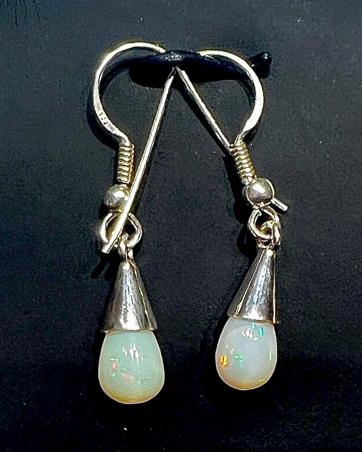 Ethiopean Opal Drop Earrings in .925 Silver