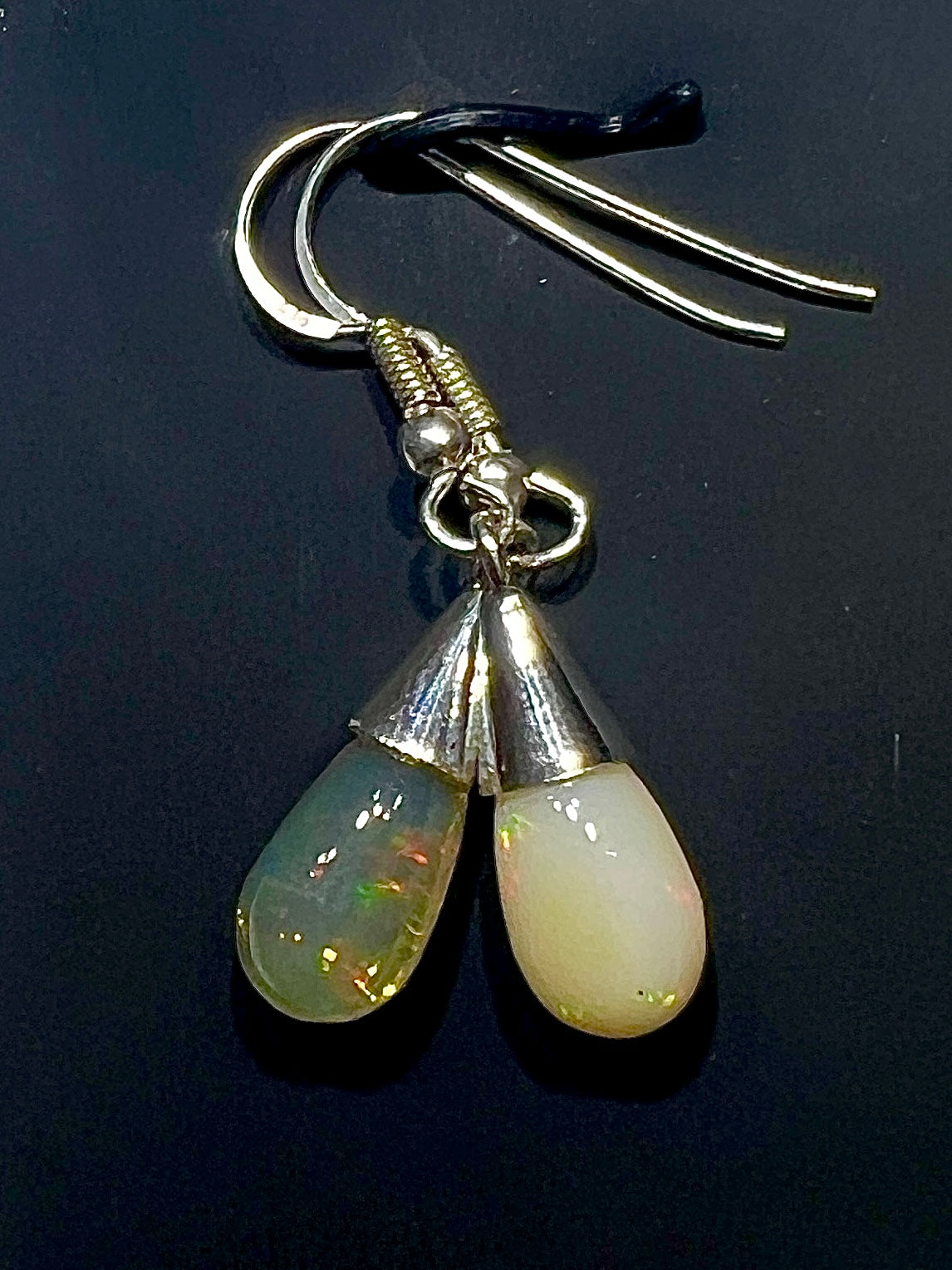 Ethiopean Opal Bicolor Drop Earrings in .925 Silver