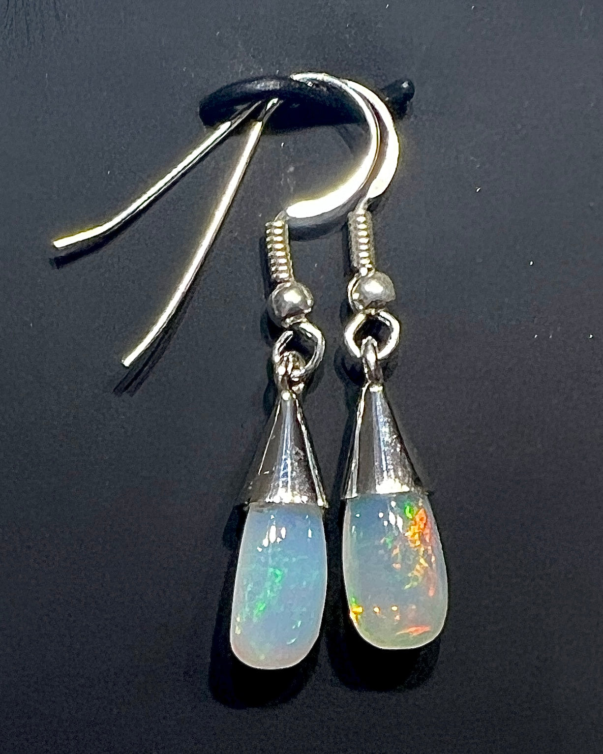 Ethiopean Opal Bicolor Drop Earrings in .925 Silver