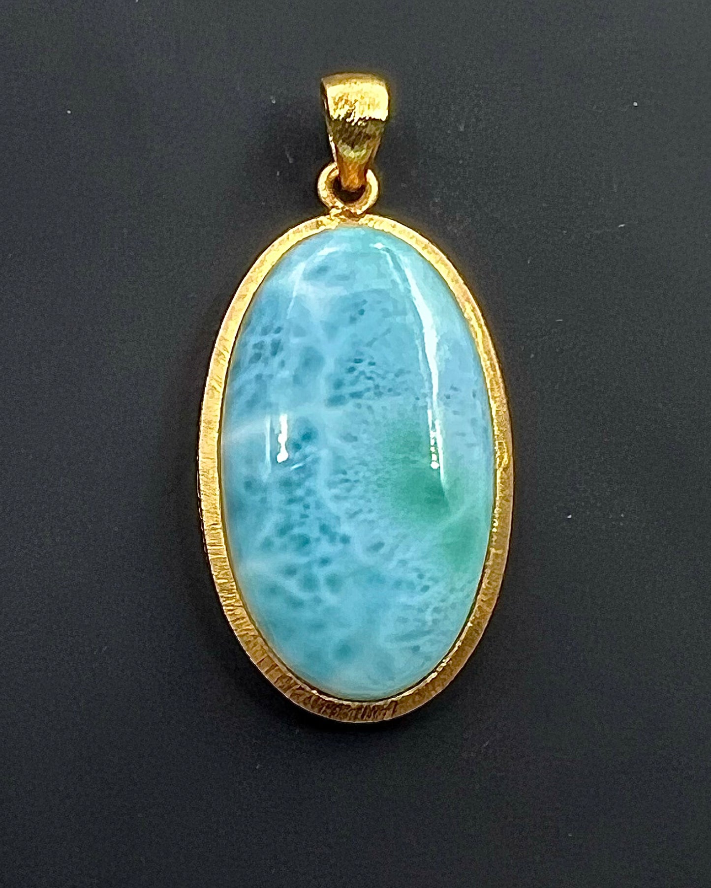 Larimar in .750 1-1.5 Micron Gold Plating over .925 Silver