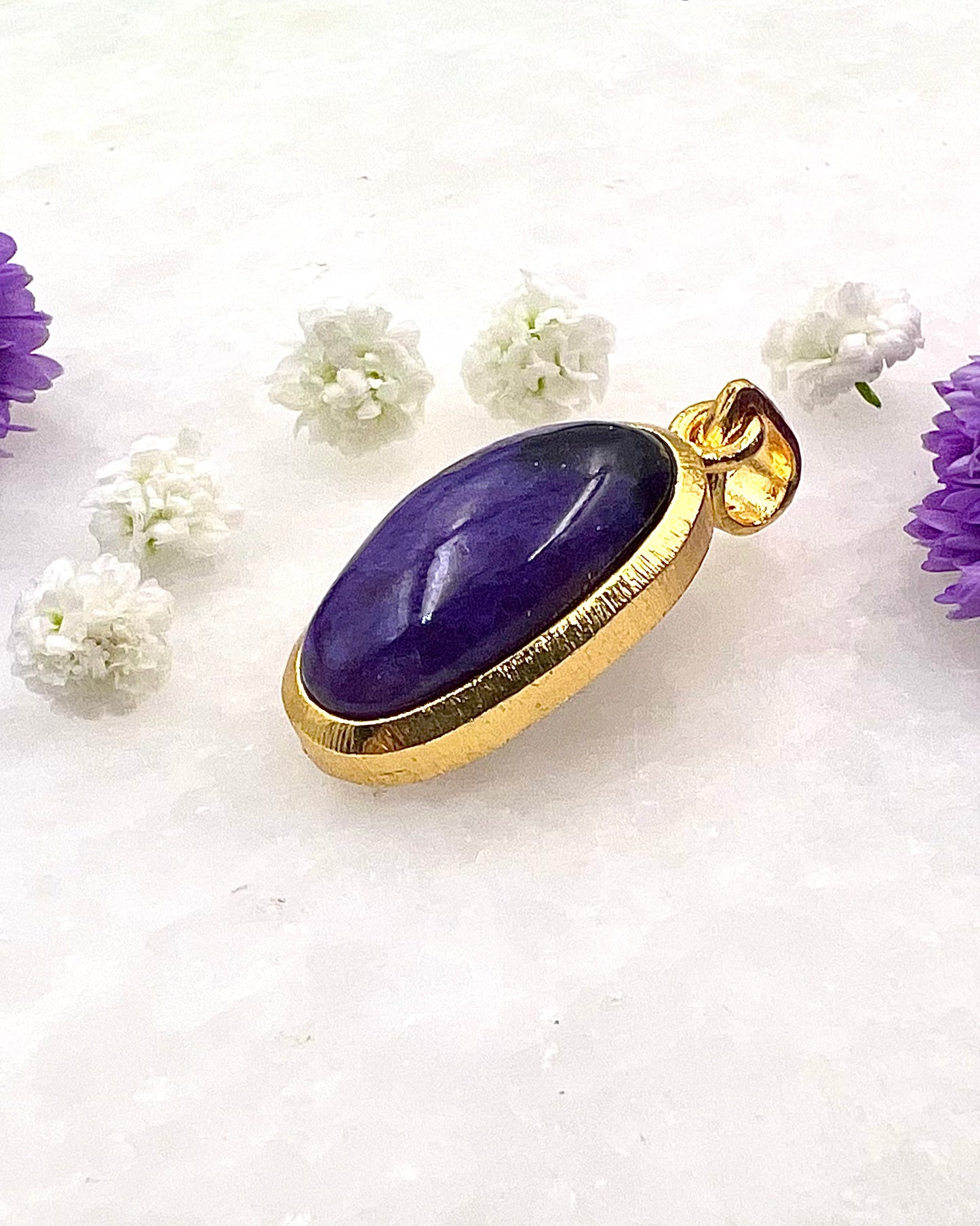 Charoite in .750 1-1.5 Micron Gold Plating over .925 Silver