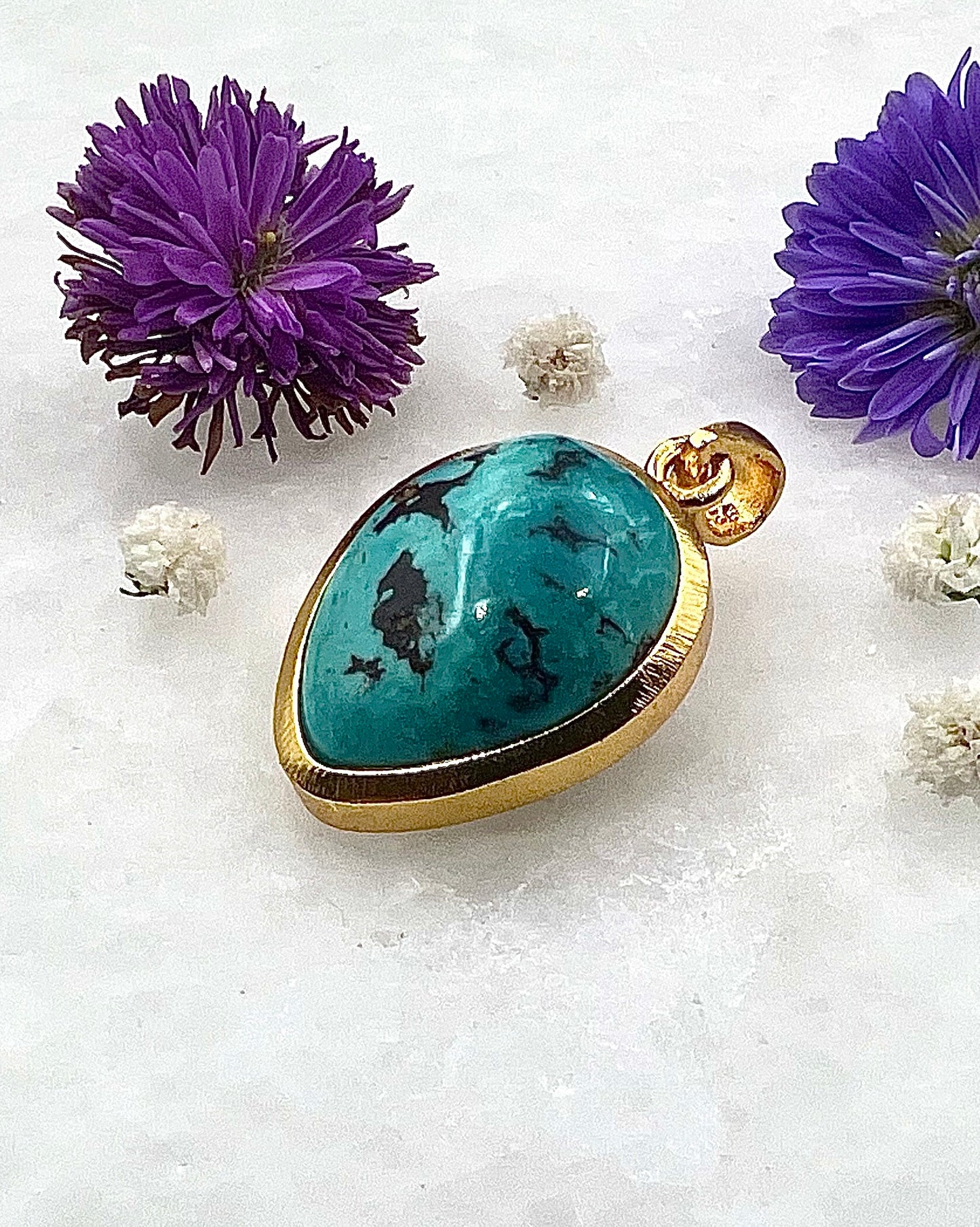 Turquoise in .750 1-1.5 Micron Gold Plating over .925 Silver