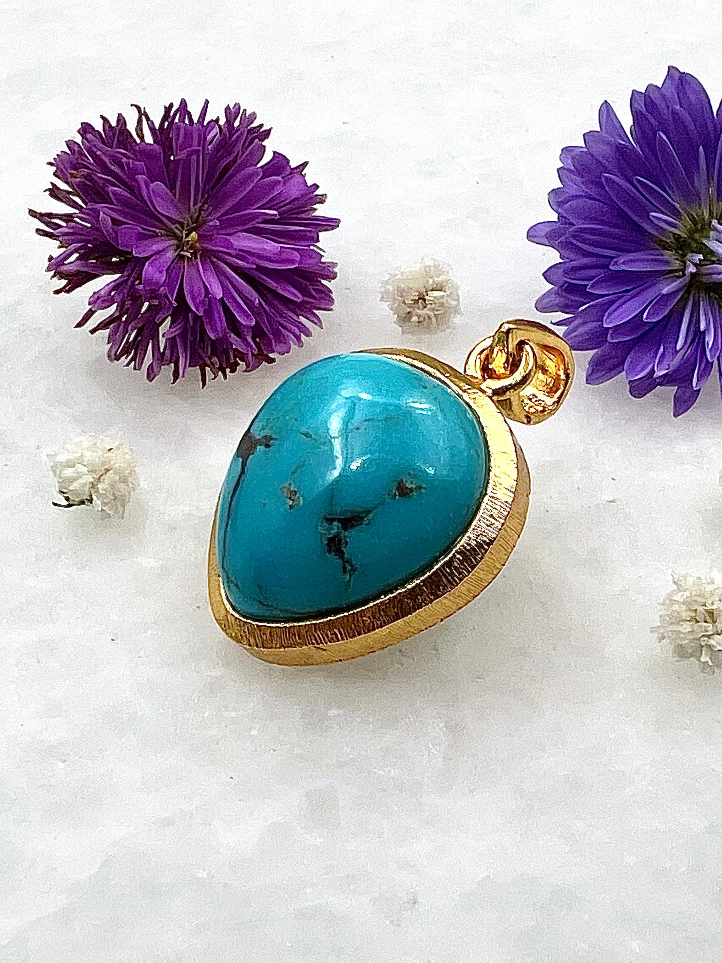 Turquoise in .750 1-1.5 Micron Gold Plating over .925 Silver