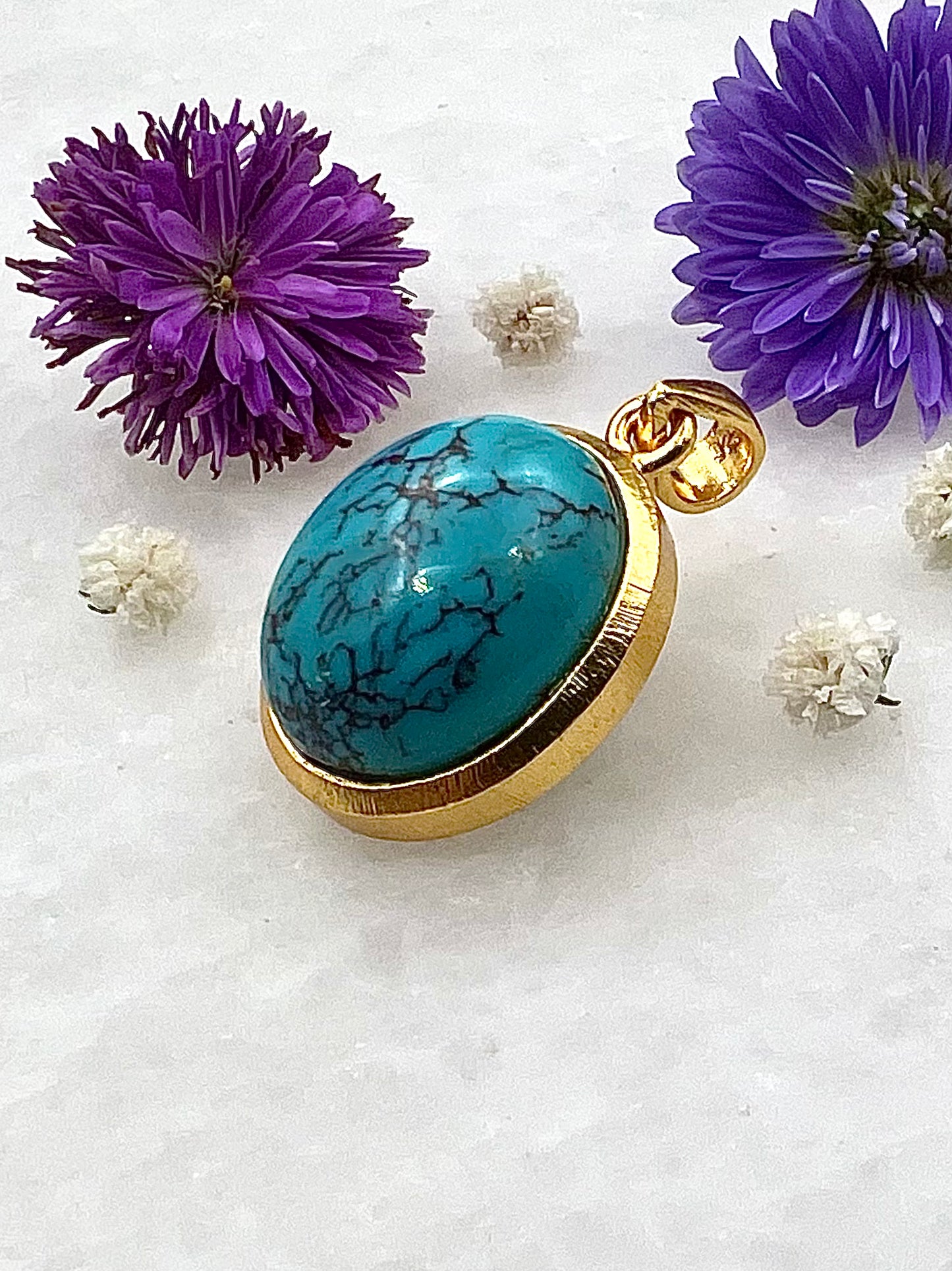 Turquoise in .750 1-1.5 Micron Gold Plating over .925 Silver