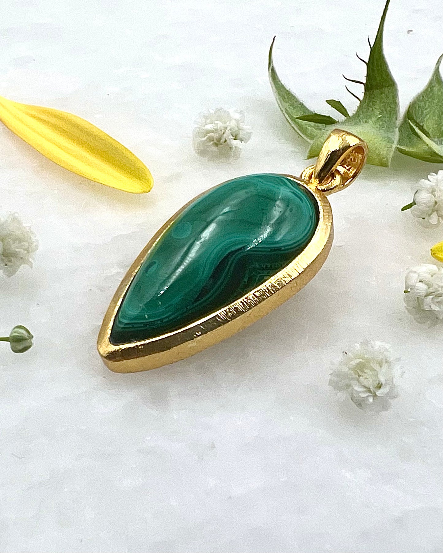 Azurite Malachite in .750 1-1.5 Micron Gold Plating over .925 Silver