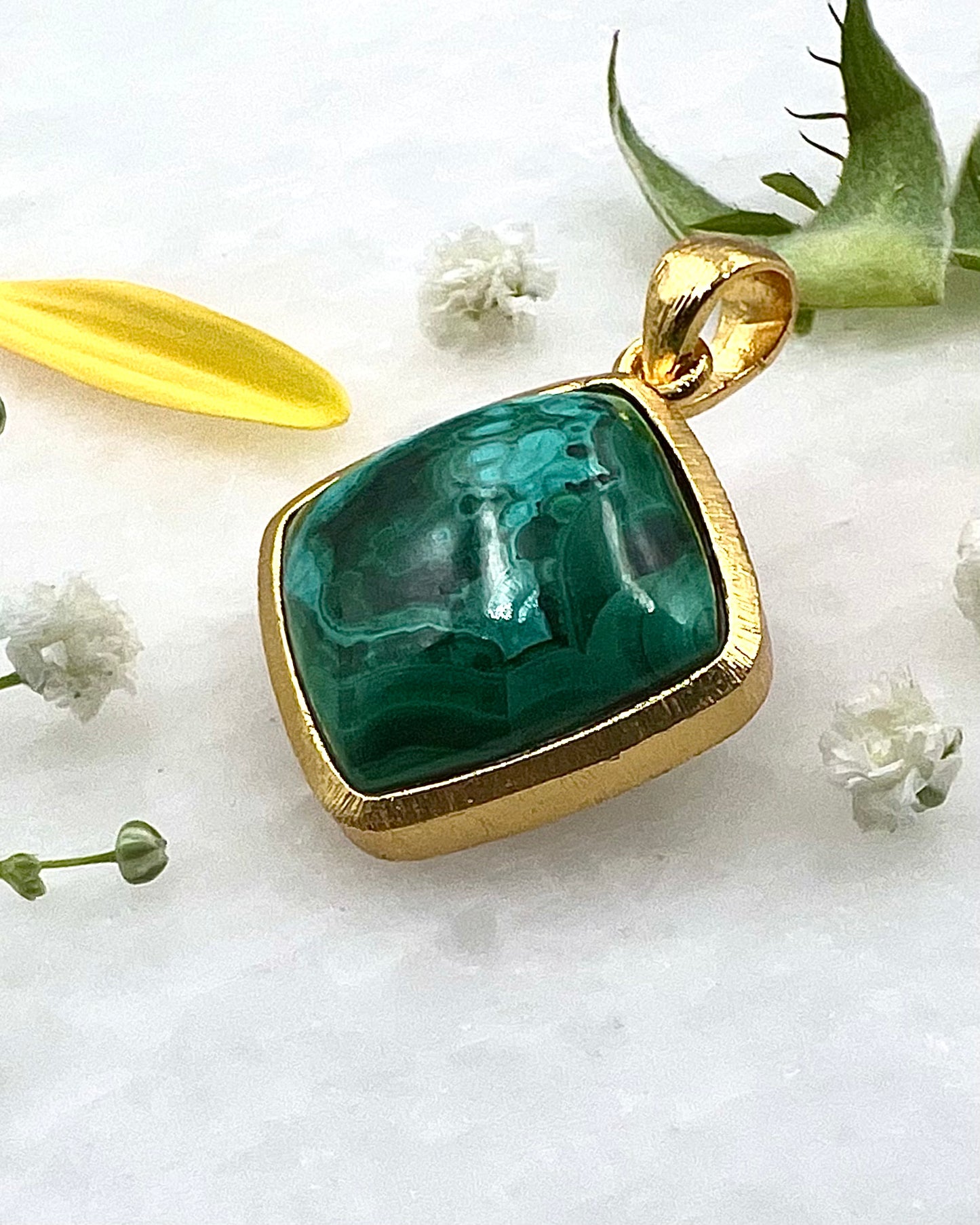 Azurite Malachite in .750 1-1.5 Micron Gold Plating over .925 Silver