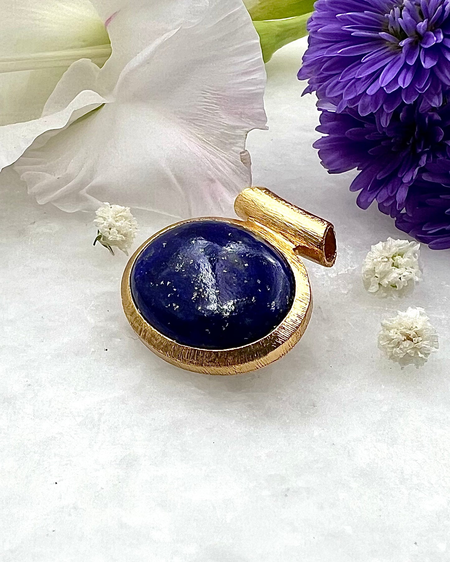 Lapis Lazuli in .750 1-1.5 Micron Gold Plating over .925 Silver