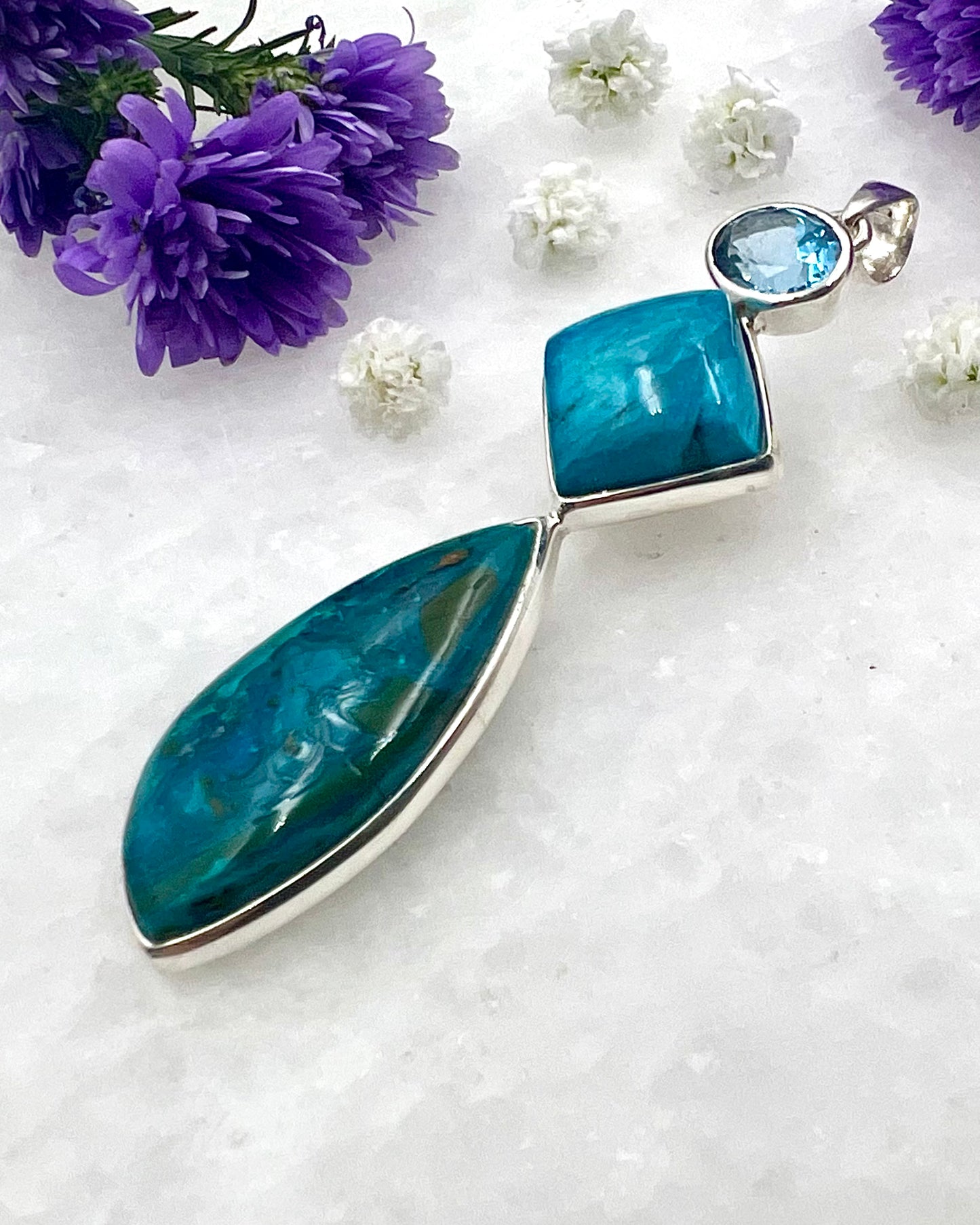 Chilean Blue Opal, Cavansite and Blue Topaz as a Combi