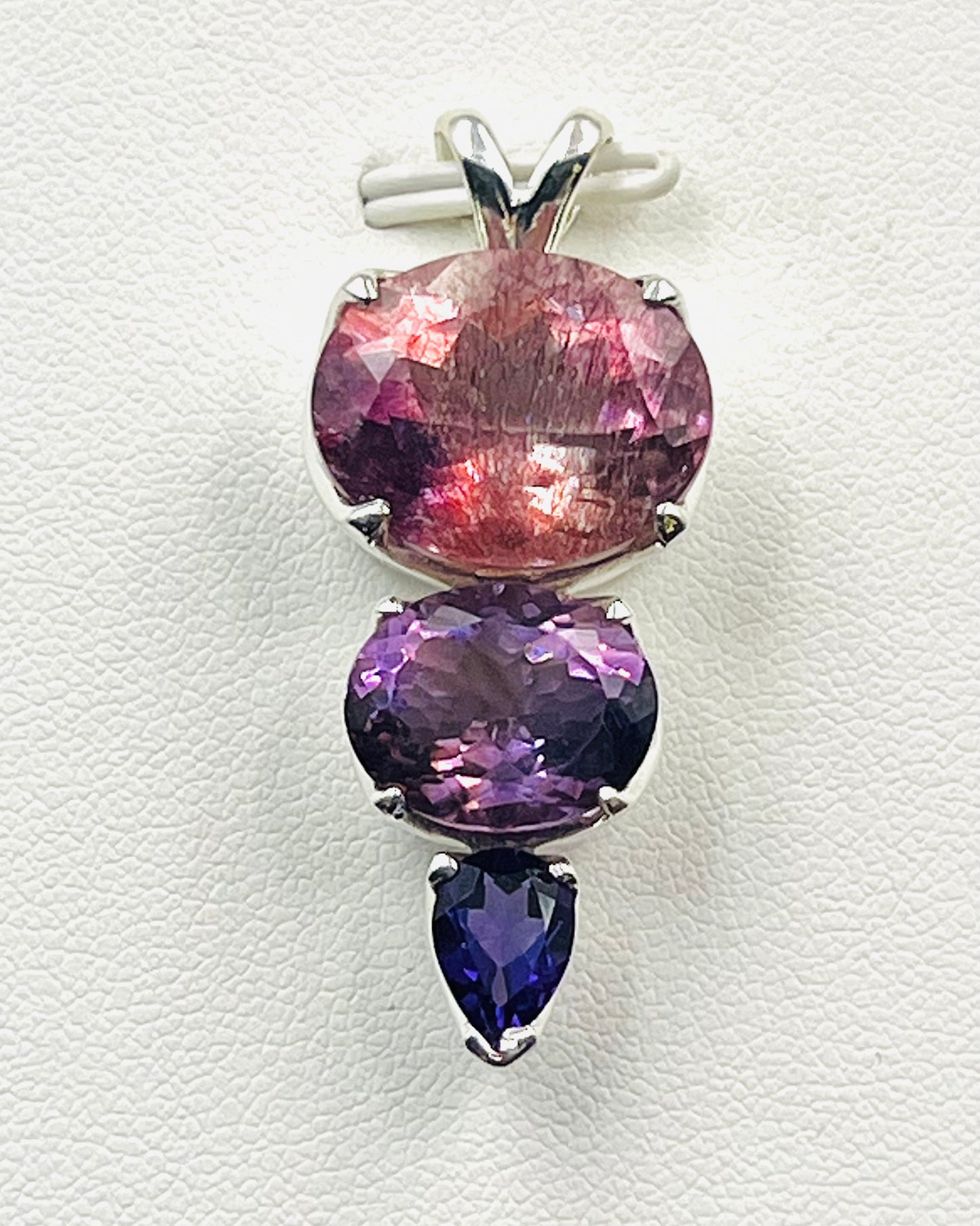 Facetted Elestial Fire & Amethyst Quartz and Amethyst as a Combi Pendant