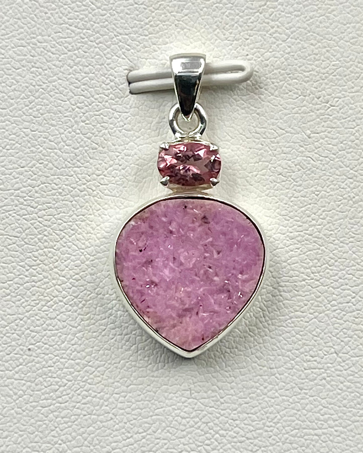 Cobalt Drusy with Pink Turmaline as a Combi Pendant