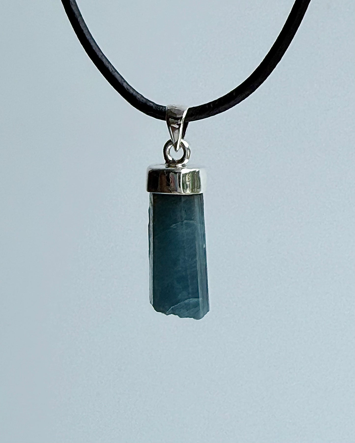 Natural Dark Blue South Indian Aquamarine Crystal Pendant