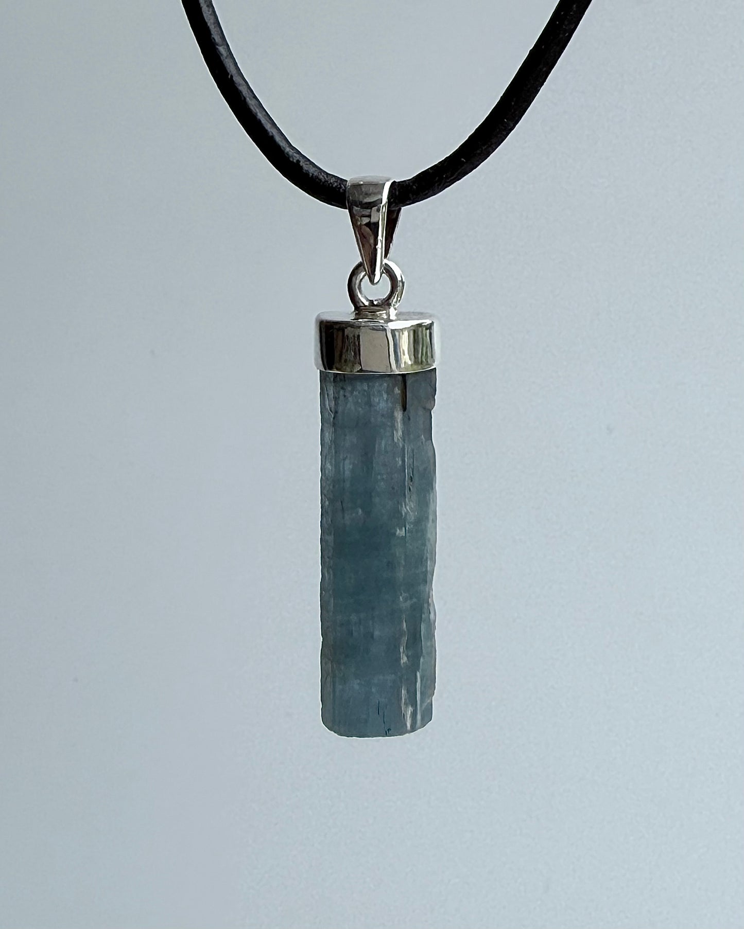 Natural Dark Blue South Indian Aquamarine Crystal Pendant