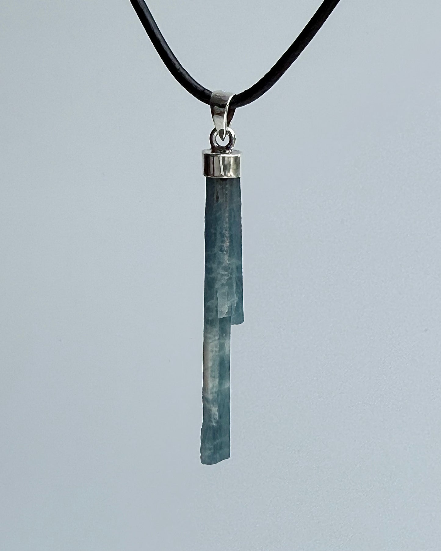 Natural Dark Blue South Indian Aquamarine Crystal Pendant