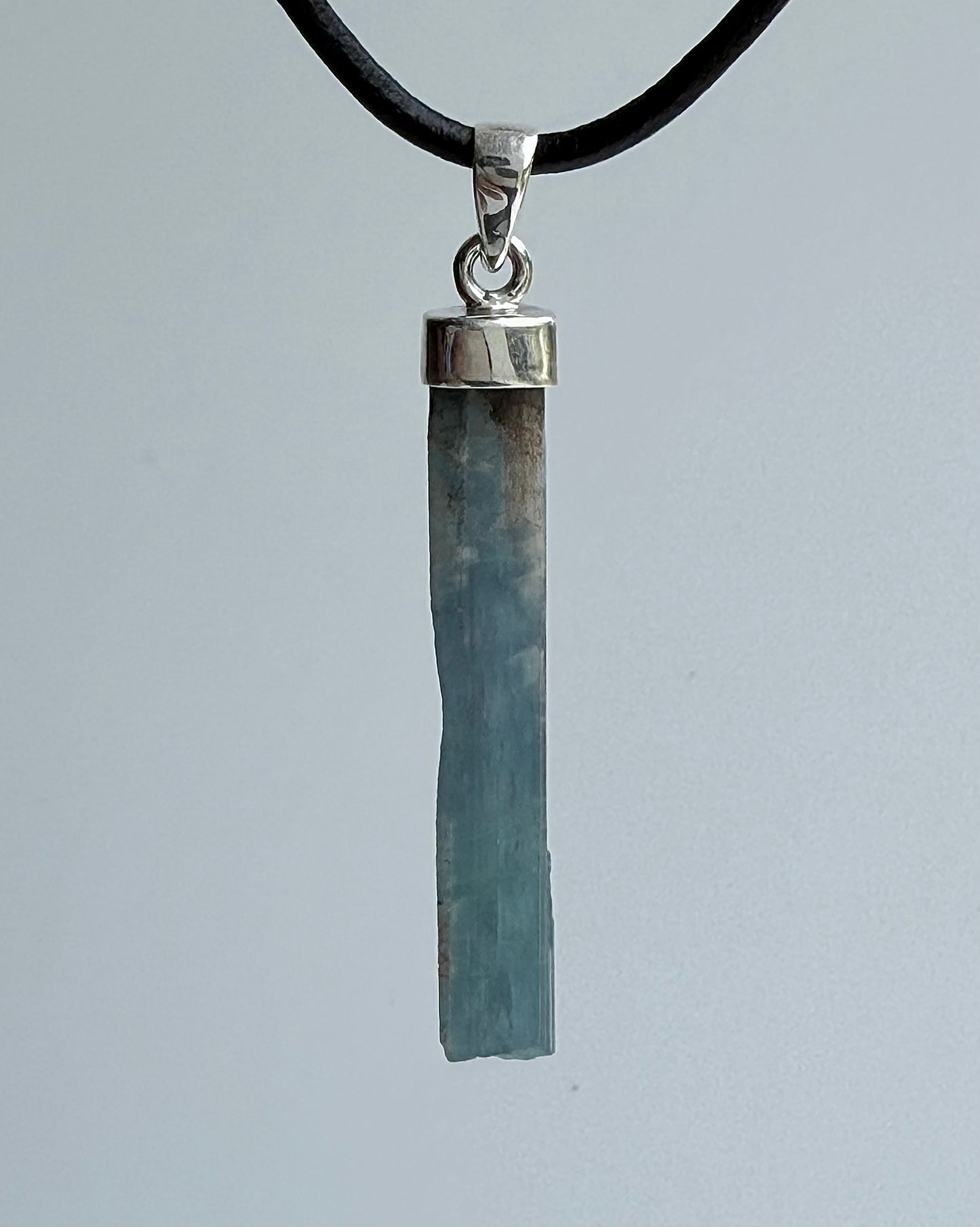 Natural Dark Blue South Indian Aquamarine Crystal Pendant