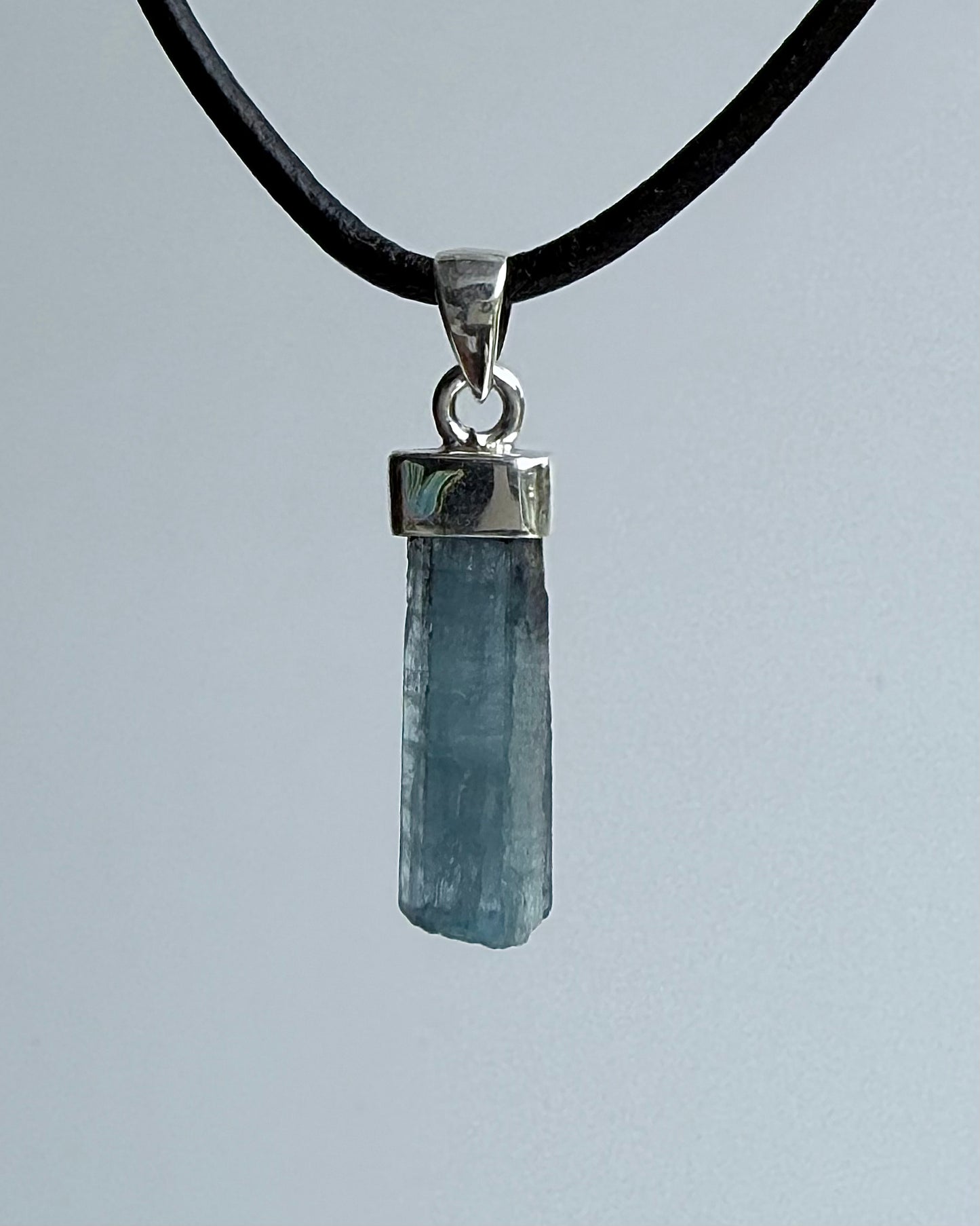 Natural Dark Blue South Indian Aquamarine Crystal Pendant