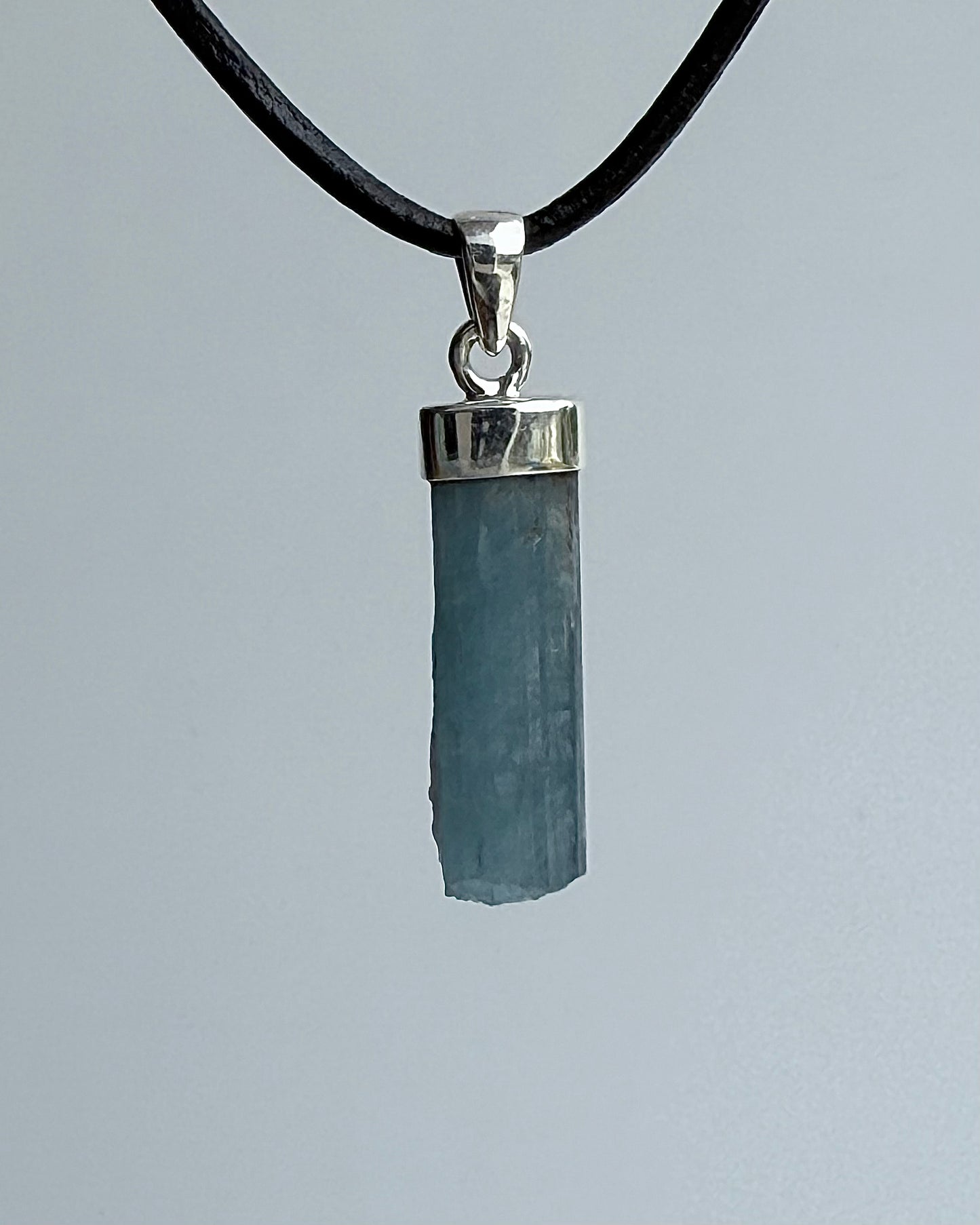 Natural Dark Blue South Indian Aquamarine Crystal Pendant