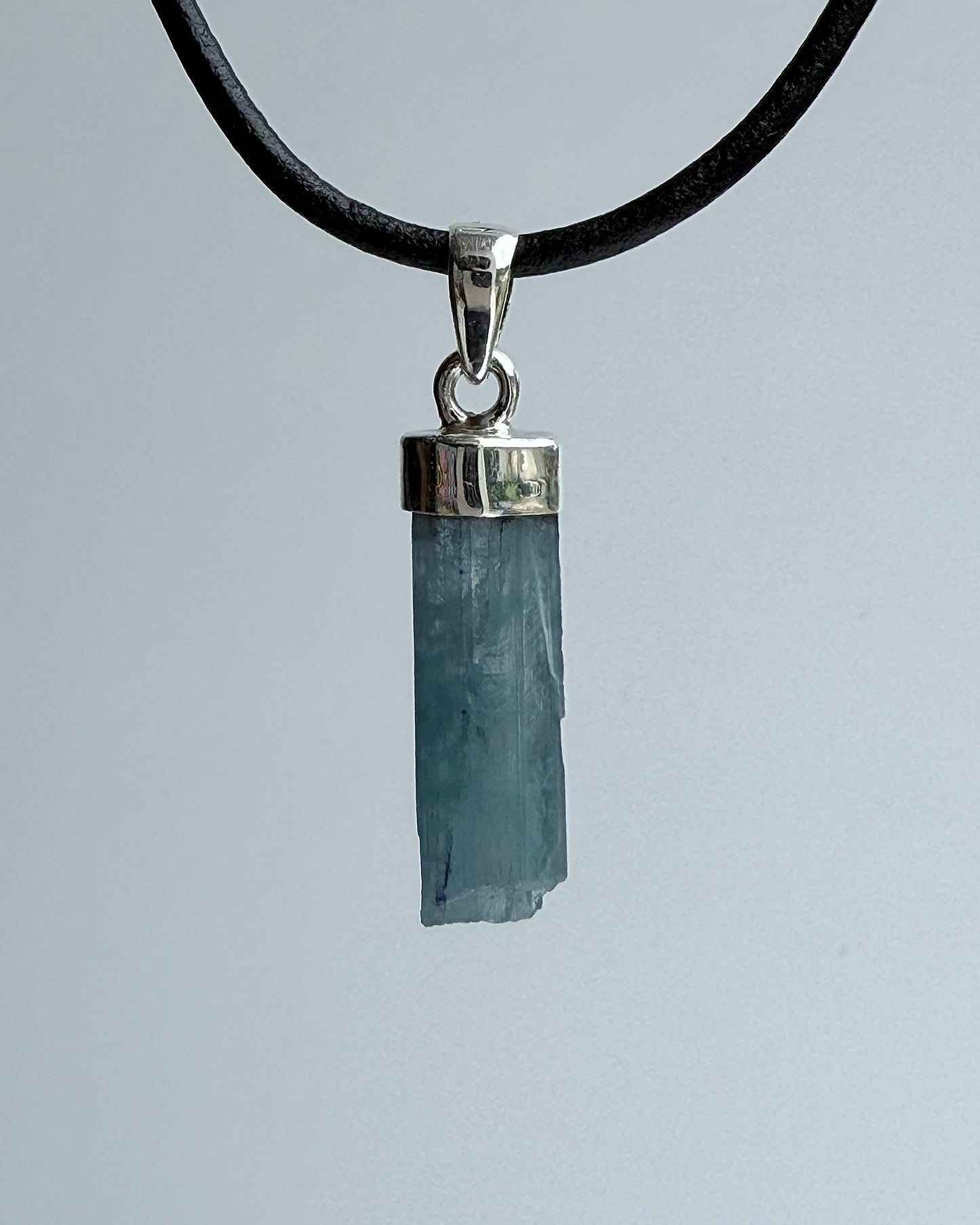 Natural Dark Blue South Indian Aquamarine Crystal Pendant