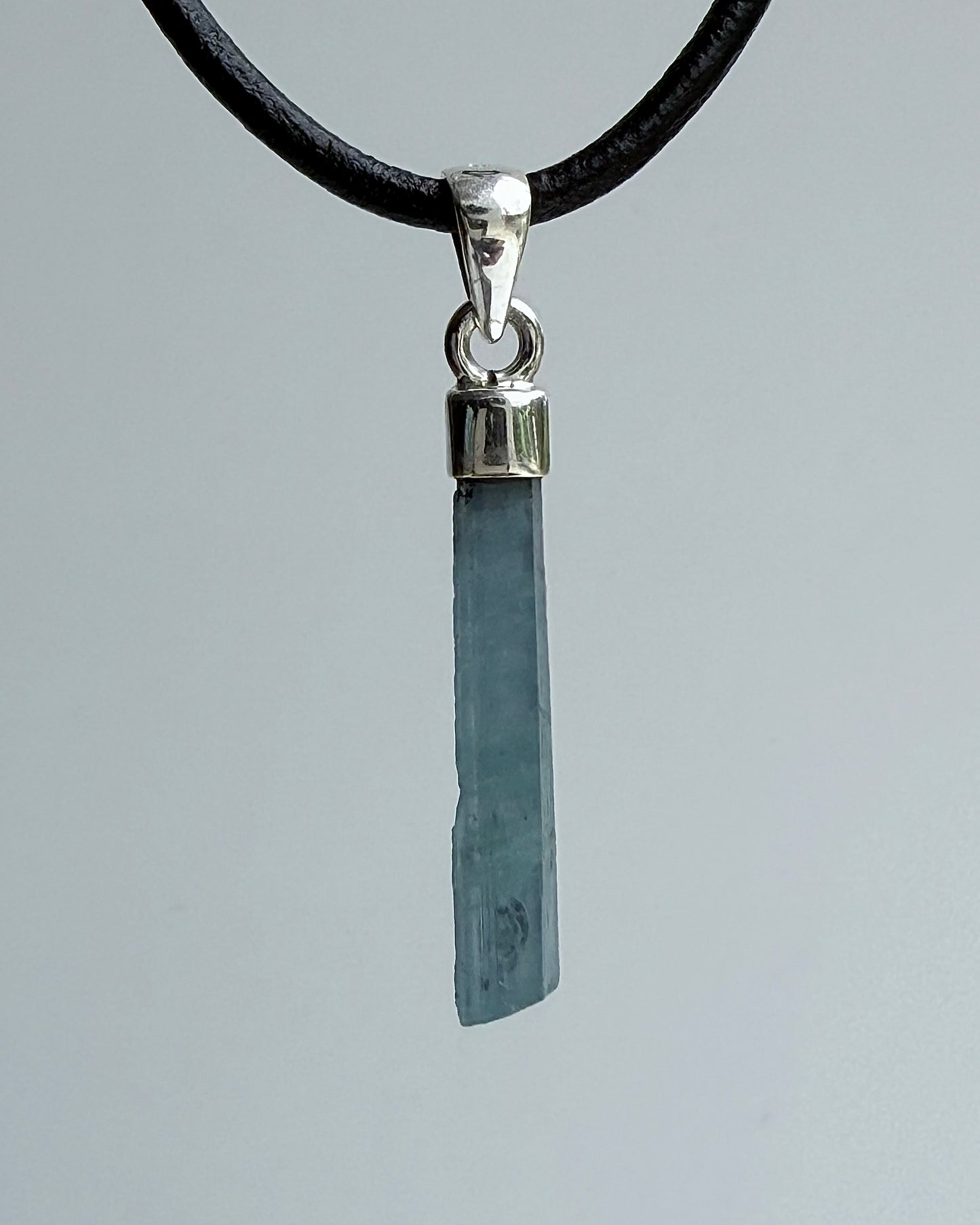 Natural Dark Blue South Indian Aquamarine Crystal Pendant