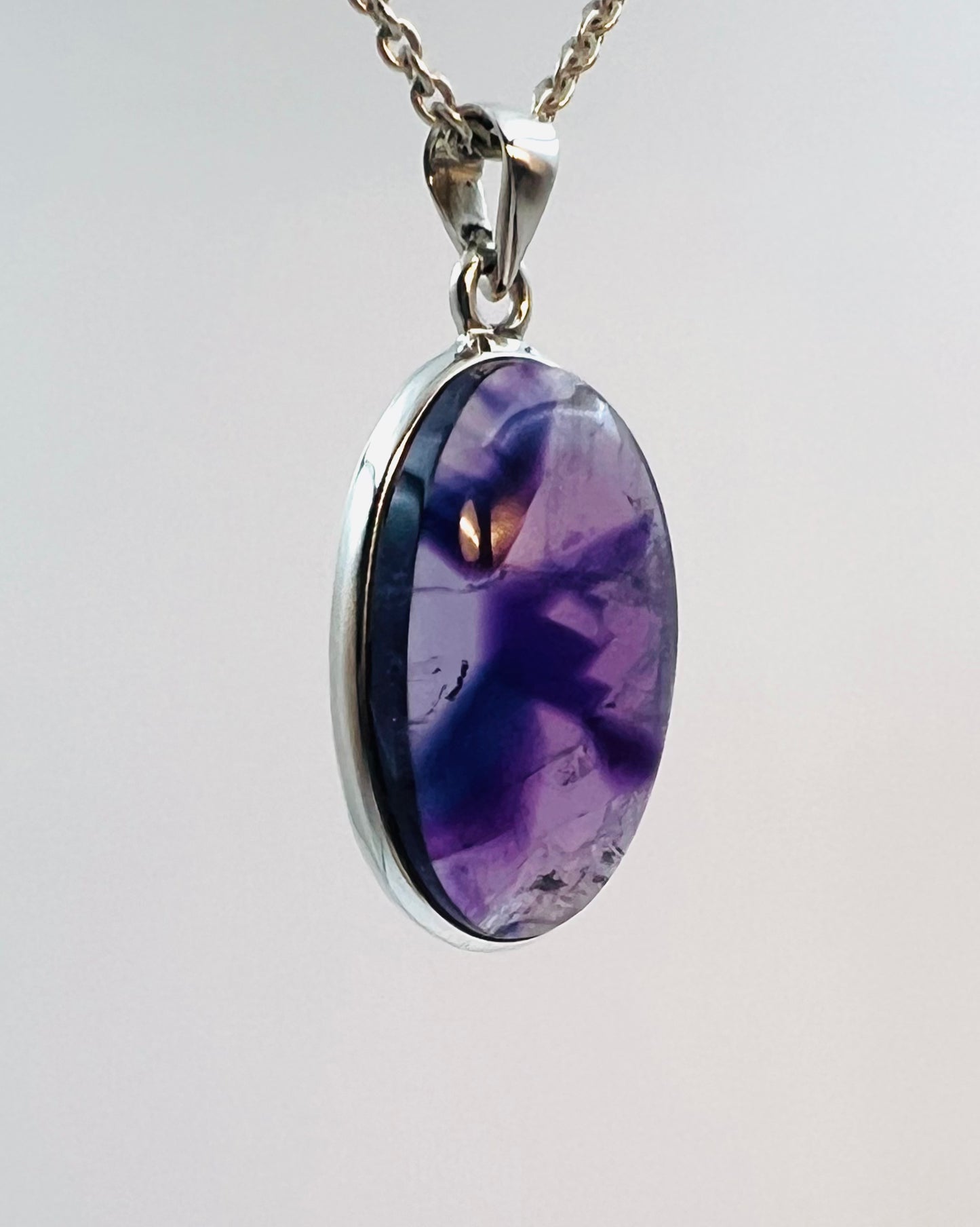 Indischer Blüten-Amethyst (mit Tripache) in 925er Silber
