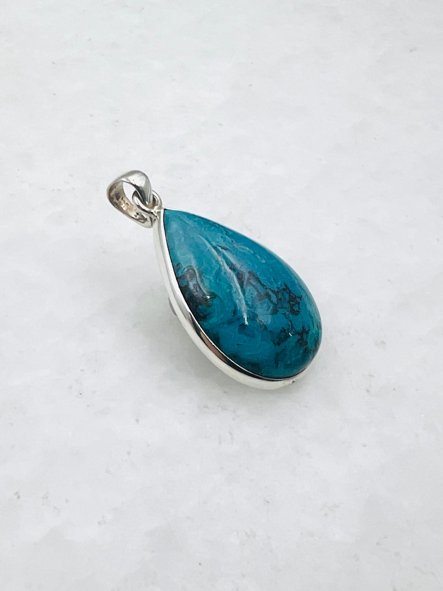 Opale bleue du Chili en argent 925