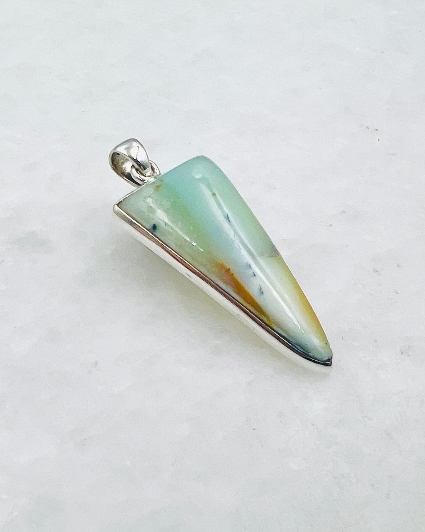 Blue Fossilized Wood Opal (Indonesia) in 0.925 Silver