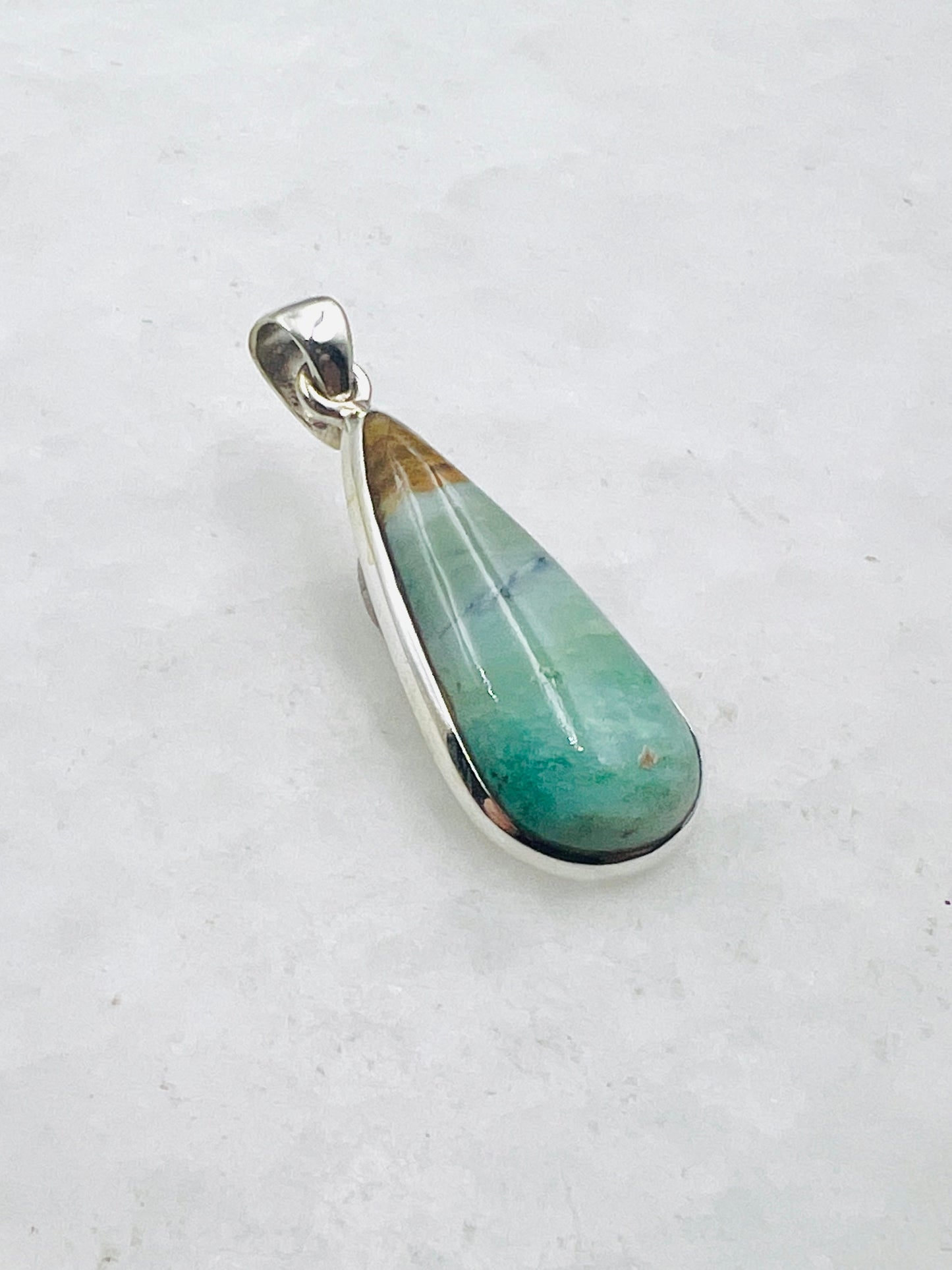 Blue Fossilized Wood Opal (Indonesia) in 0.925 Silver