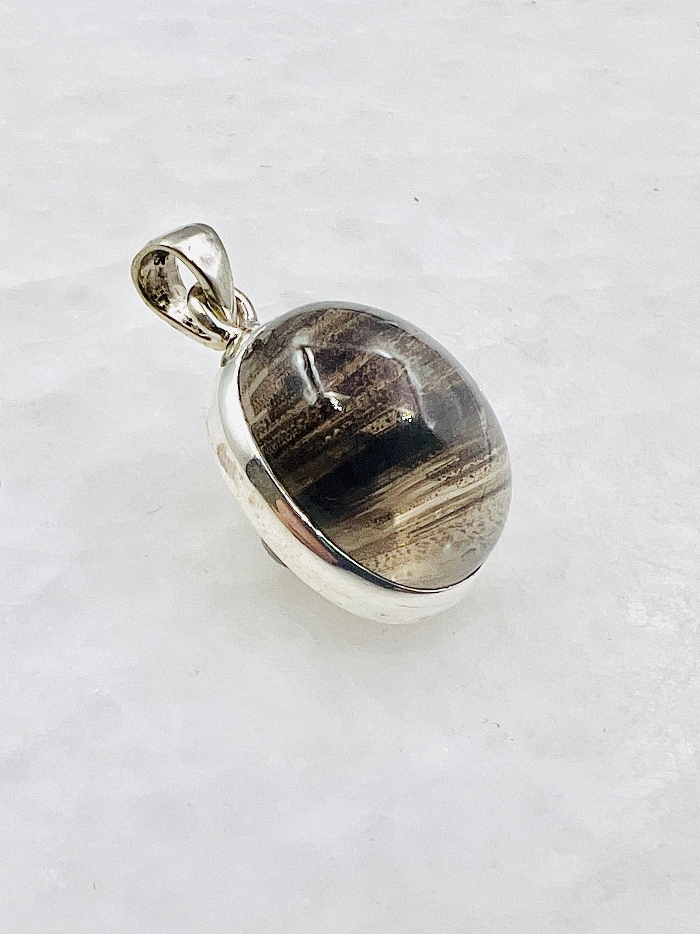 Very Rare Cat's Eye Scapolite w/ full Chatoyancy (Karur, India) in 0.925 Silver, Biotite Inclusion of Natural Oil Based Compound