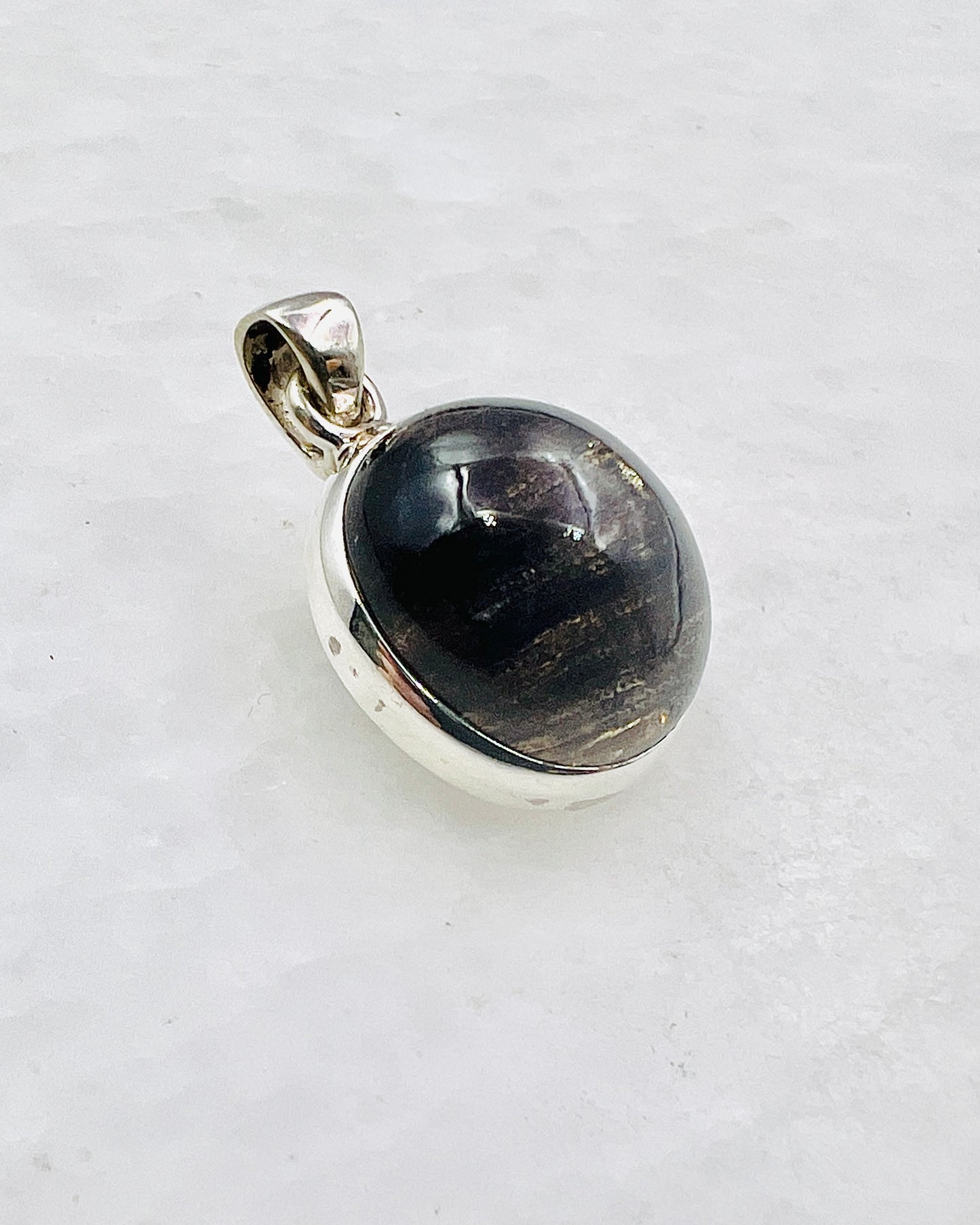 Very Rare Cat's Eye Scapolite w/ full Chatoyancy (Karur, India) in 0.925 Silver, Biotite Inclusion of Natural Oil Based Compound