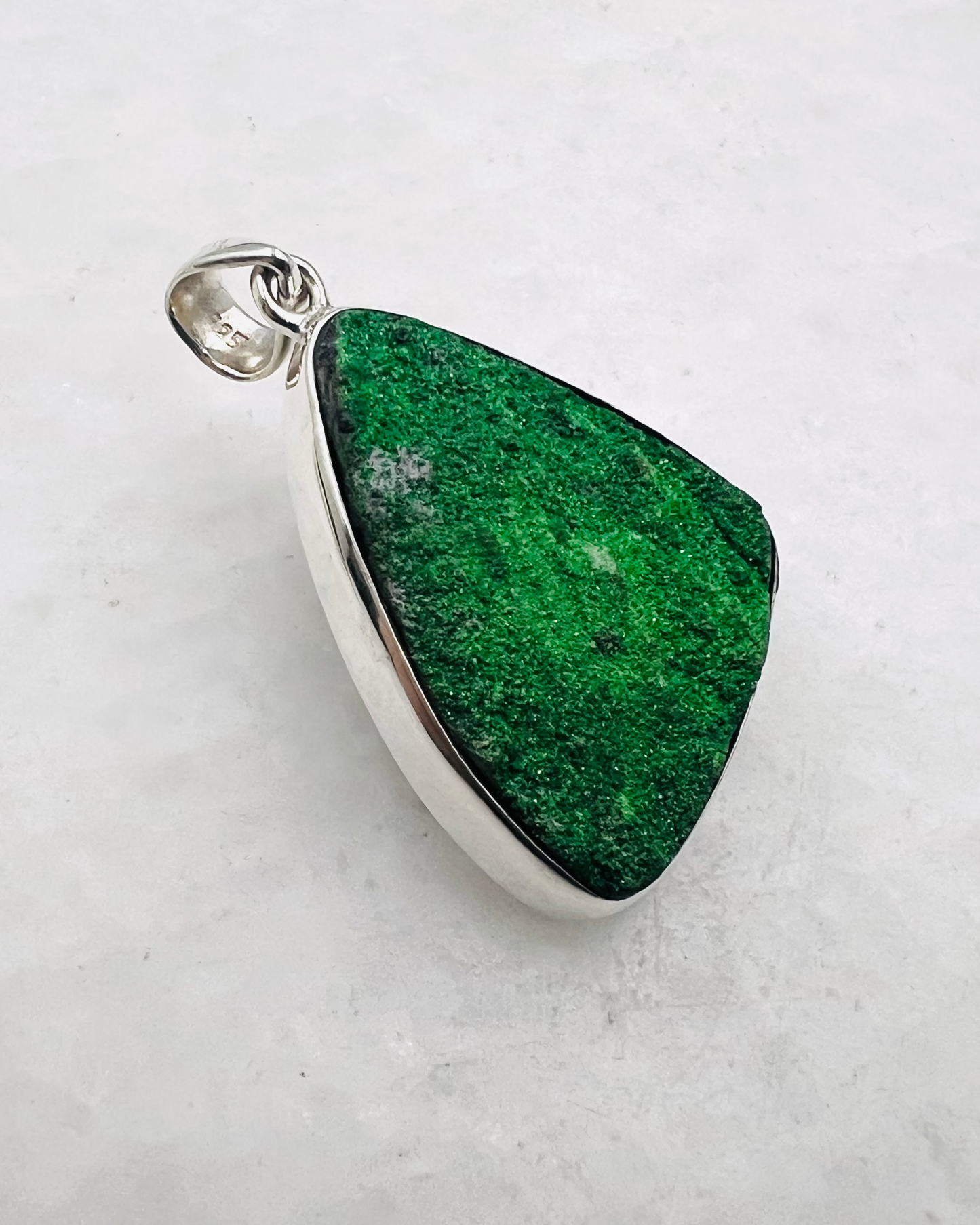Uvarovite Drusy in 0.925 Silver