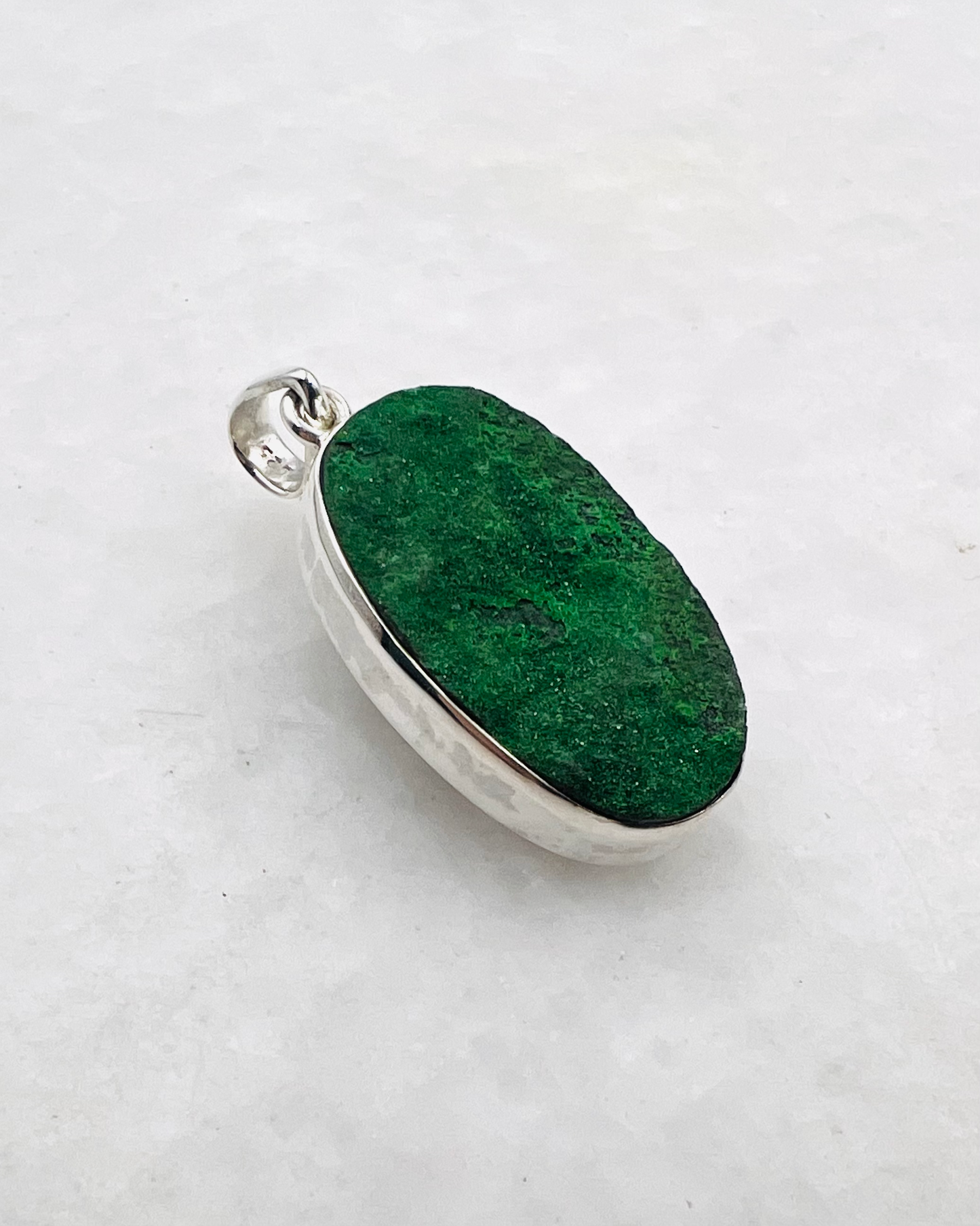 Uvarovite Drusy in 0.925 Silver