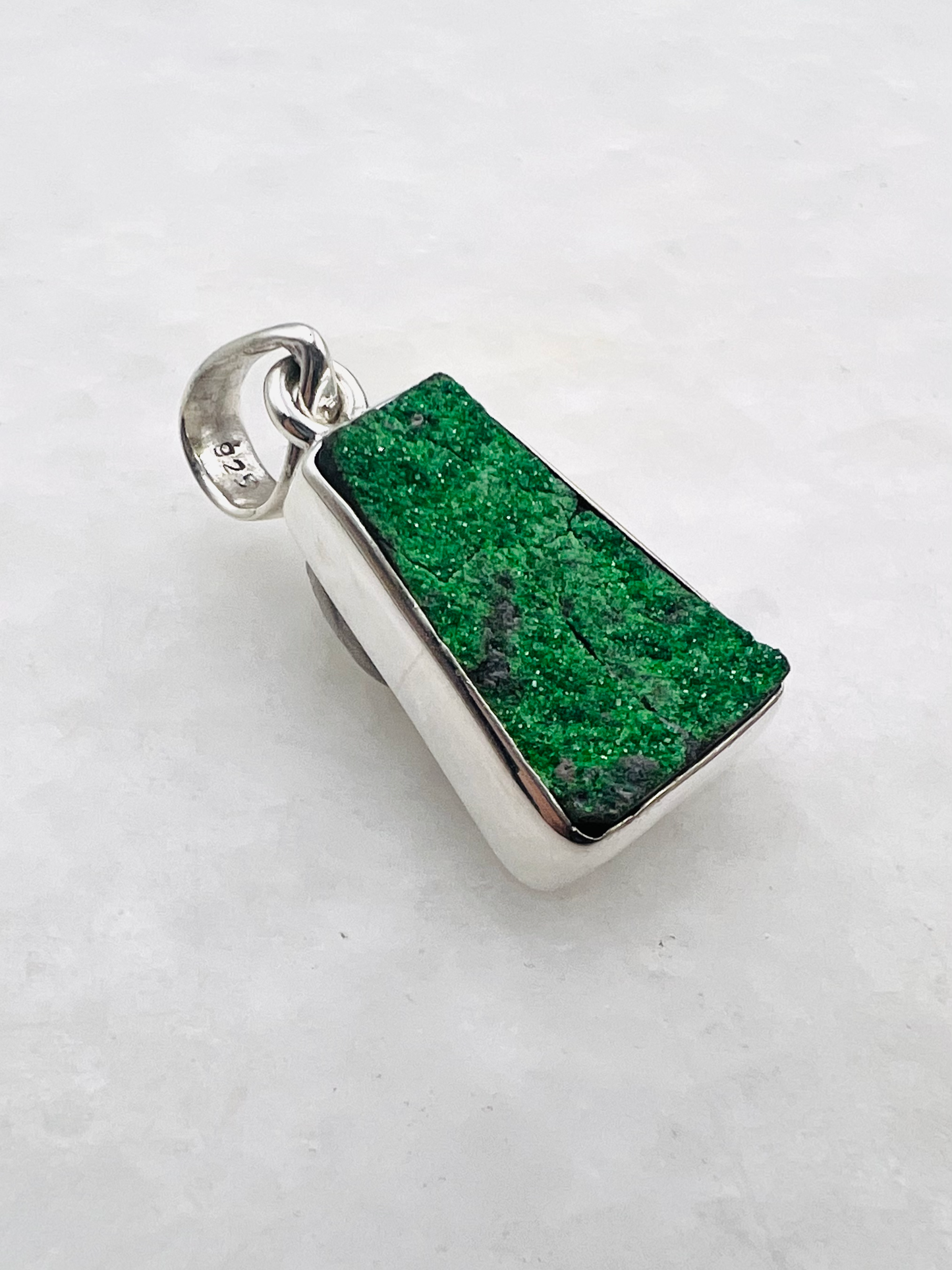 Uvarovite Drusy in 0.925 Silver
