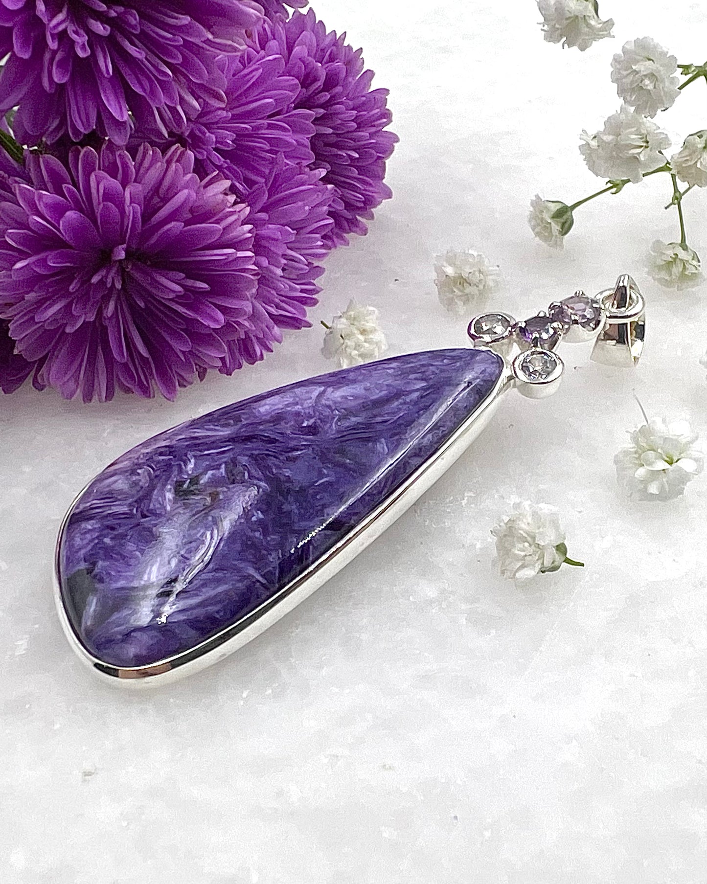 Charoite with CZ and Amethyst Facet Accents as a Combi