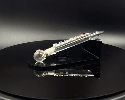 Chakra Wand in Crystal 5x7mm Stones, Crystal Ball in Lotus