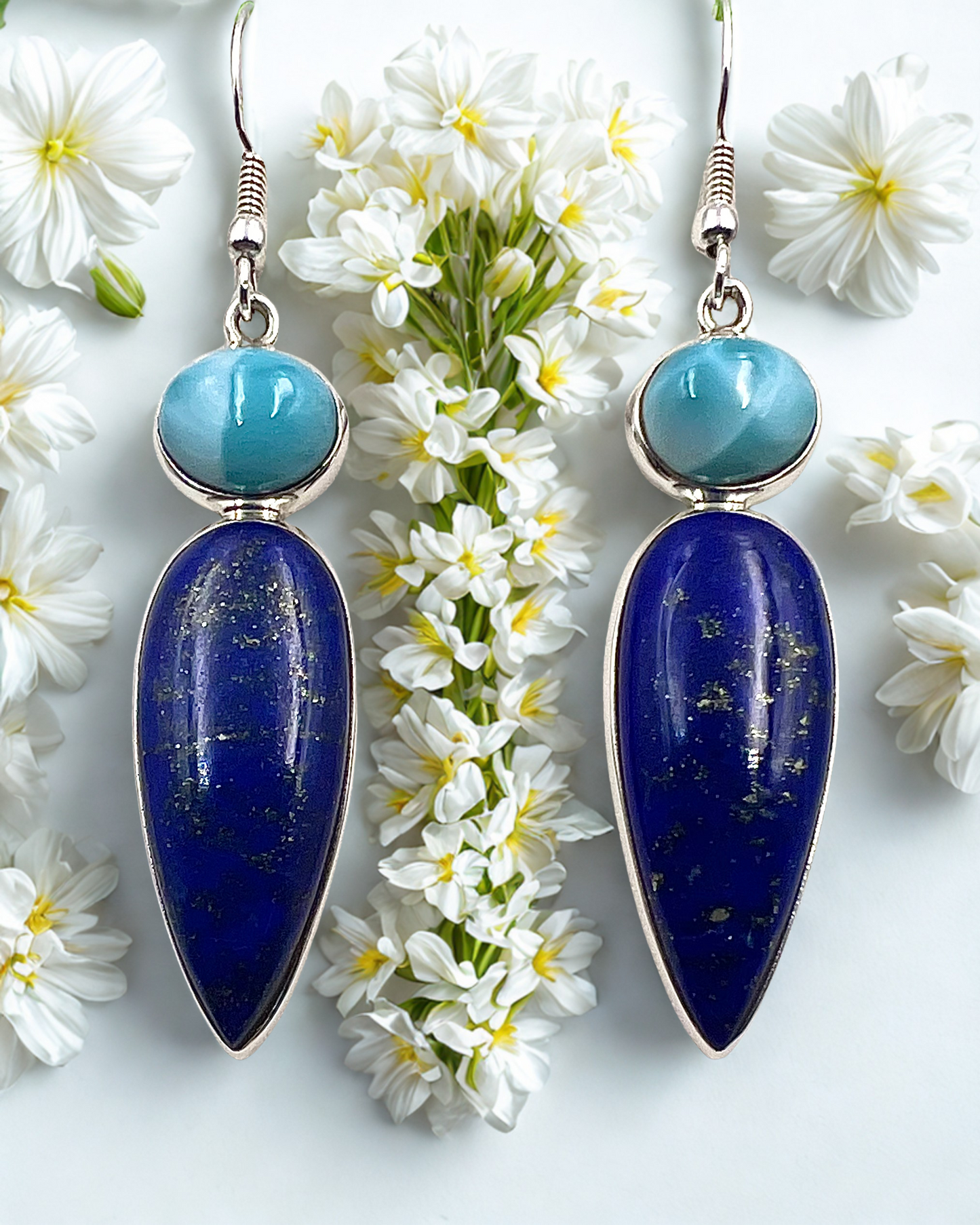 Larimar & Lapis Combi Earrings