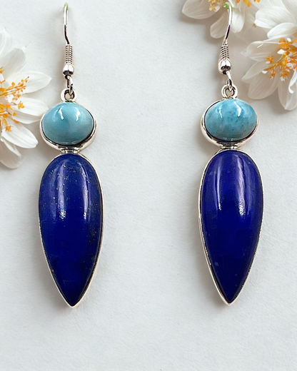 Larimar & Lapis Combi Earrings