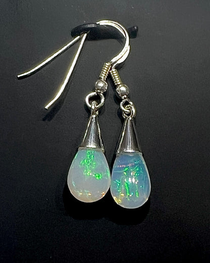 Ethiopean Opal Drop Earrings in .925 Silver