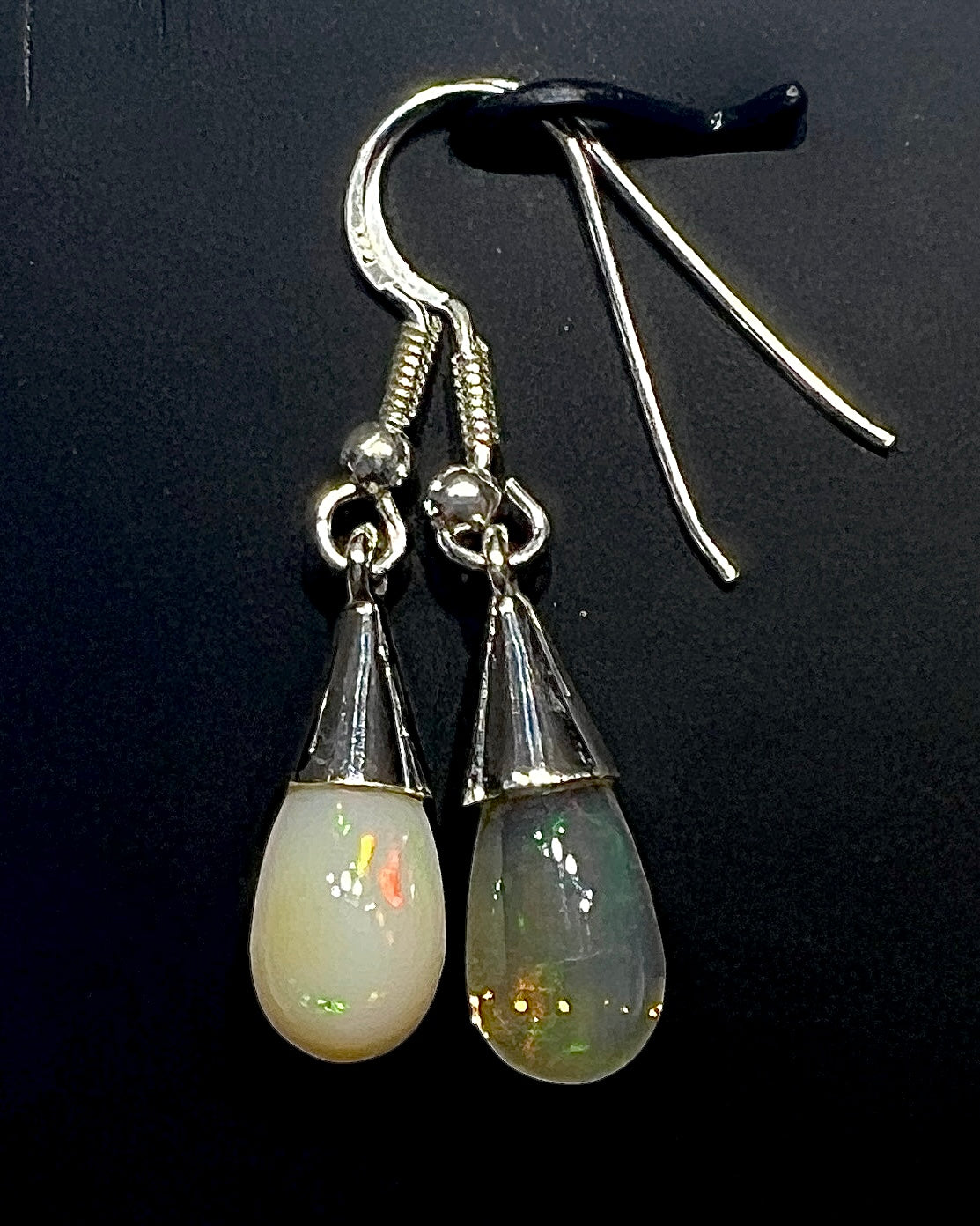 Ethiopean Opal Bicolor Drop Earrings in .925 Silver