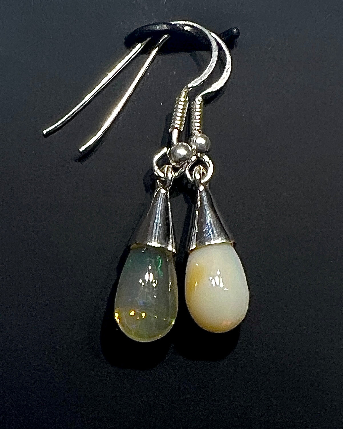Ethiopean Opal Bicolor Drop Earrings in .925 Silver