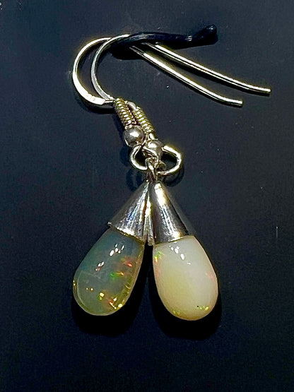 Ethiopean Opal Bicolor Drop Earrings in .925 Silver