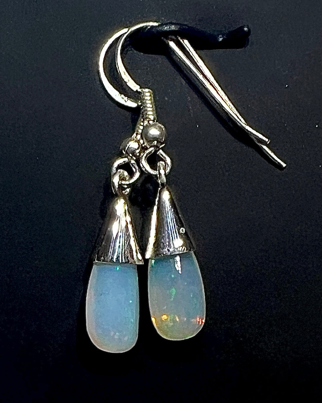 Ethiopean Opal Bicolor Drop Earrings in .925 Silver