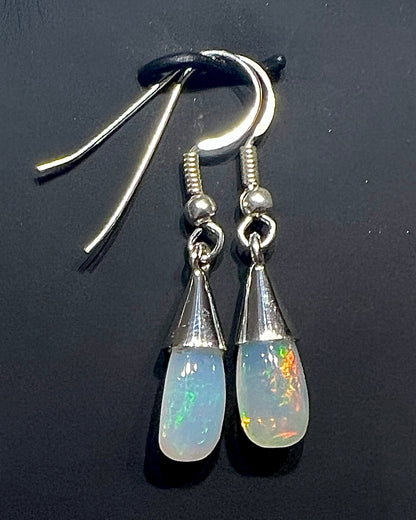 Ethiopean Opal Bicolor Drop Earrings in .925 Silver