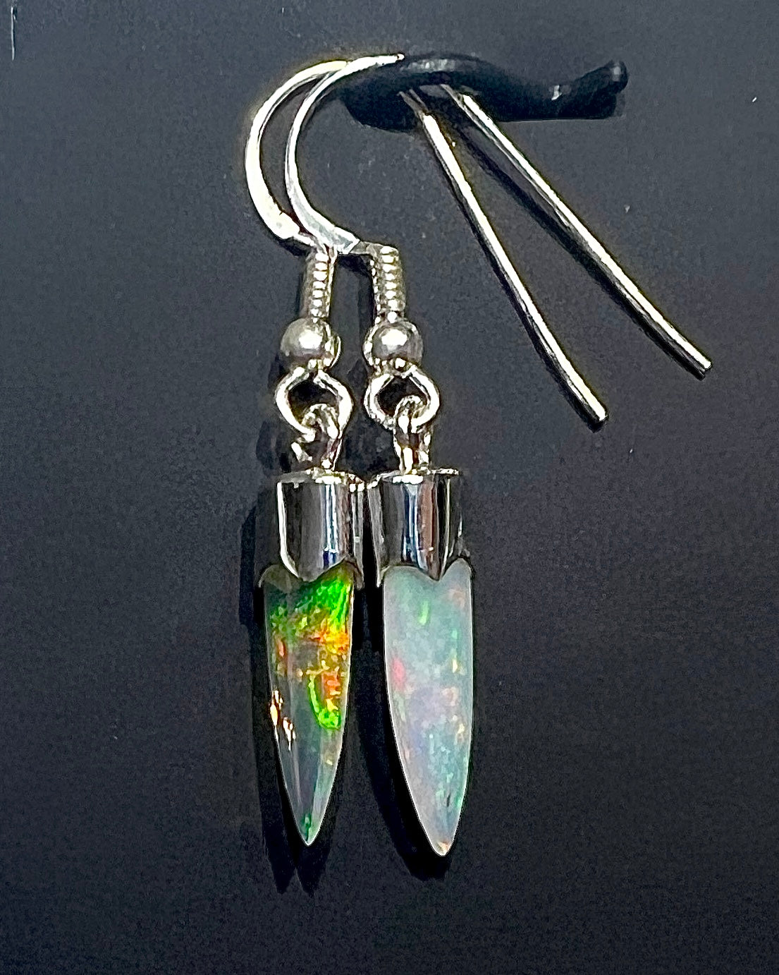 Ethiopean Opal Bicolor Drop Earrings in .925 Silver