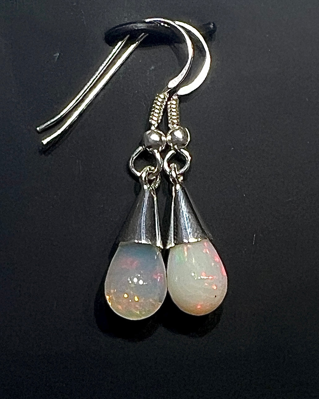 Ethiopean Opal Bicolor Drop Earrings in .925 Silver
