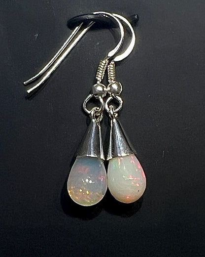 Ethiopean Opal Bicolor Drop Earrings in .925 Silver