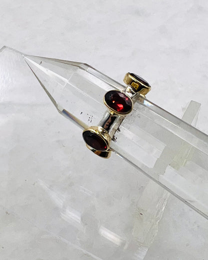 Garnet Vogel Crystal Wand with 18 k Gold Settings and 18 k Gold Overlay on  3 V Sphere Setting
