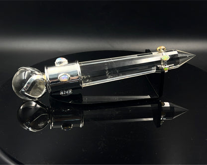 Ethiopean Opal Vogel Crystal Wand with 3 Open Lotus Sphere Setting