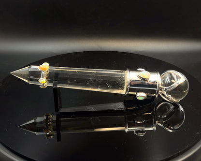 Ethiopean Opal Vogel Crystal Wand with 3 Open Lotus Sphere Setting
