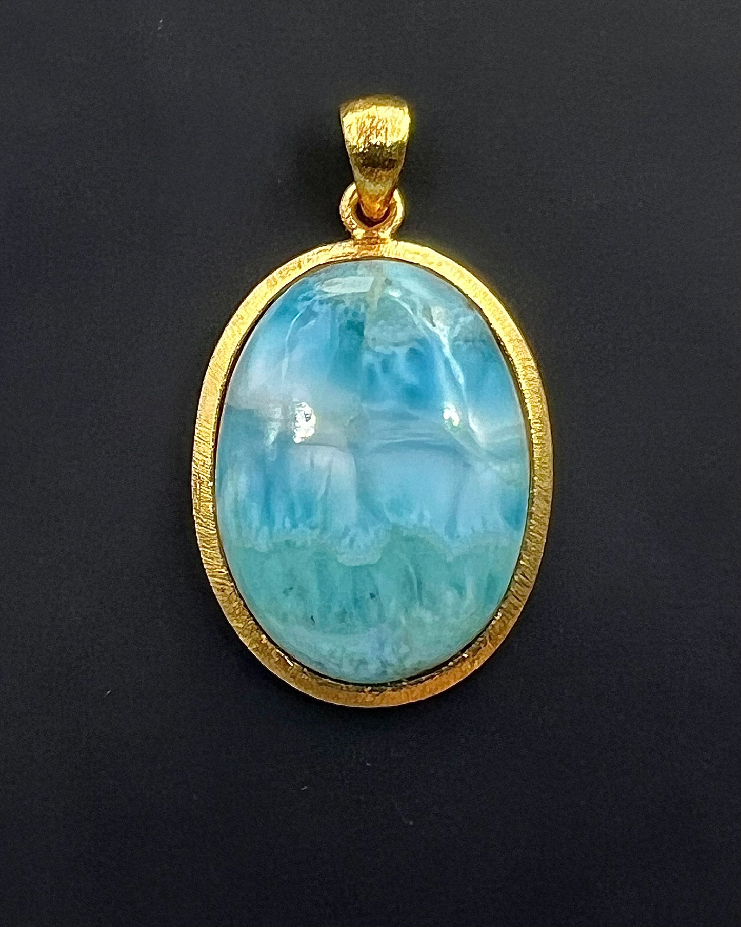Larimar in .750 1-1.5 Micron Gold Plating over .925 Silver