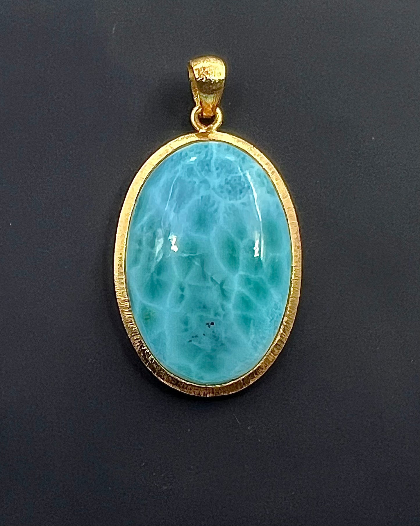 Larimar in .750 1-1.5 Micron Gold Plating over .925 Silver